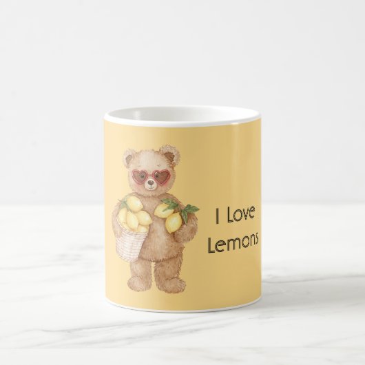 Süße Teddybär-Limonien-Herzbrille Kaffeetasse (Mittel)