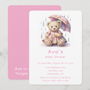 Süße Teddybär-Mädchen-Baby-Party Einladung
