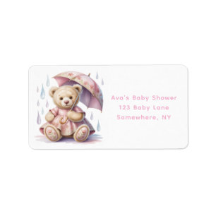 Süße Teddybär-Mädchen-Baby-Shower-Adresse Adressaufkleber