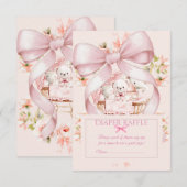 Süße Teddybär-Nursery-Blumen-Insert Begleitkarte (Vorne/Hinten)