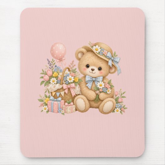 Süße Teddybär-Party-Gestaltung Mousepad (Vorne)