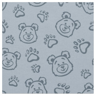 Süße Teddybär Pfoten Boho Junge Baby Kinder Blau Stoff