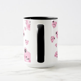 Süße Teddybär-Tasse – Rosa & schwarze Kaffeetasse