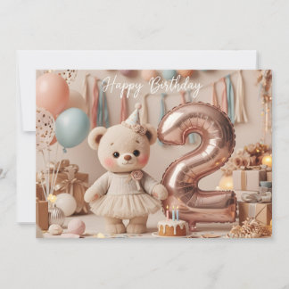 Süße Teddybär-Zwei-Jahres-Geburtstagsfeier  Einladung