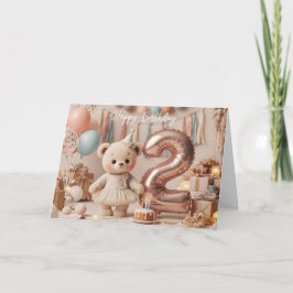 Süße Teddybär-Zwei-Jahres-Geburtstagsfeier Karte