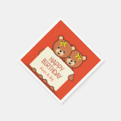 Süße Teddybär-Zwillinge oder -Geschwister Geburtst Serviette (Ecke)