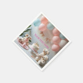 Süße Teddybären Ballons Geburtstag oder Baby Showe Serviette (Ecke)