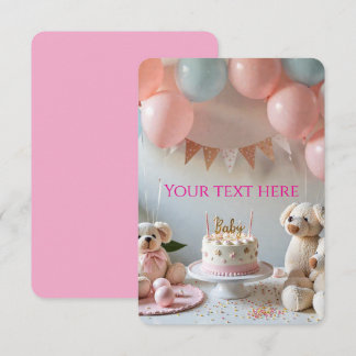 Süße Teddybären Ballons Geburtstag oder Babyparty Einladung