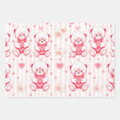 Süße Teddybären halten Herzen Geschenkpapier Set (Vorderseite 2)