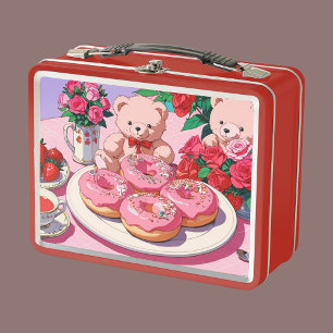 Süße Teddybären Metall-Lunchbox Metall Brotdose