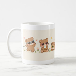Süße Teddybären mit Sonnenbrillen Muster Liebenswe Kaffeetasse