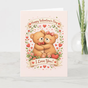 Süße Teddybären Valentinstag-Illustration Karte
