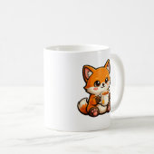 Süße Teeluchs-Illustration – Gemütlicher Fuchs bei Kaffeetasse (VorderseiteRechts)