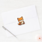 Süße Teeluchs-Illustration – Gemütlicher Fuchs bei Quadratischer Aufkleber (Umschlag)