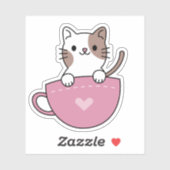 Süße Teetassen-Katze Aufkleber (Blatt)