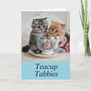 Süße Teetassen-Tabby-Klapp-Grußkarte Karte