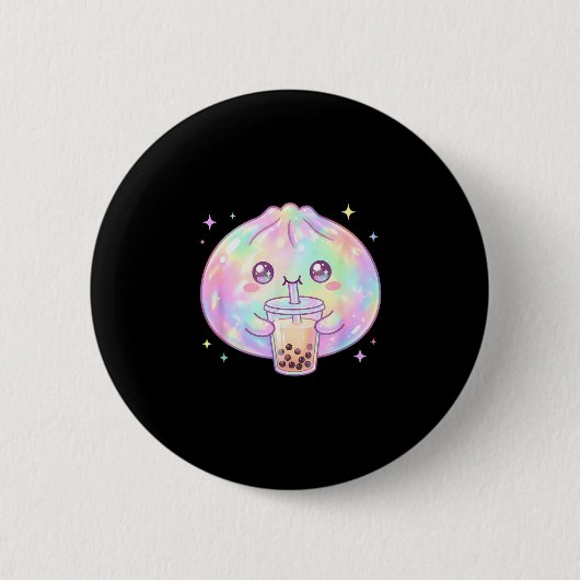 Süße Teigtasche trinkt Boba-Tee kawaii Bubble Tea Button (Vorderseite)