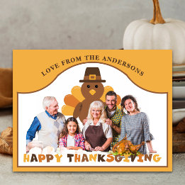 Süße Thanksgiving-Puten-Hintergrund-Gruppenfoto Postkarte
