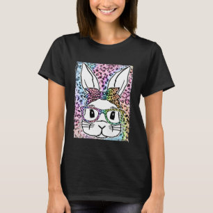 Süße Tie Dye Leopard Bunny Gesicht trägt Brille Ea T-Shirt