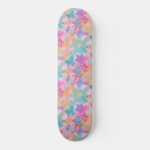 Süße Tie-Dye-Stempel Rosa Regenbogen-Blumenmuster Skateboard