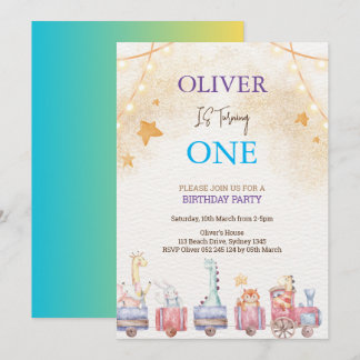 süße Tier 1. Party Einladung