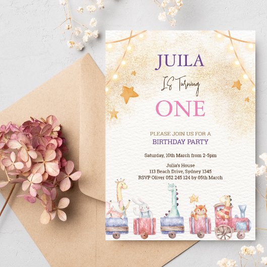 süße Tier 1. Party Einladung