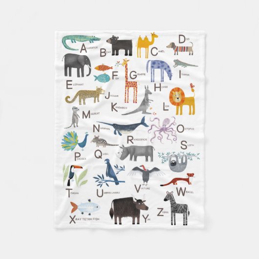 Süße Tier ABC Alphabet Kinder Fleecedecke (Vorderseite)