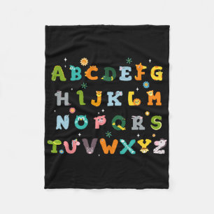 Süße Tier-ABCs Alphabet Zurück zur Schule Jungen M Fleecedecke