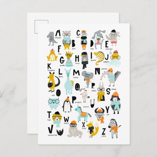 Süße Tier Alphabet | Einige haben Hasen Postkarte (Vorne/Hinten)