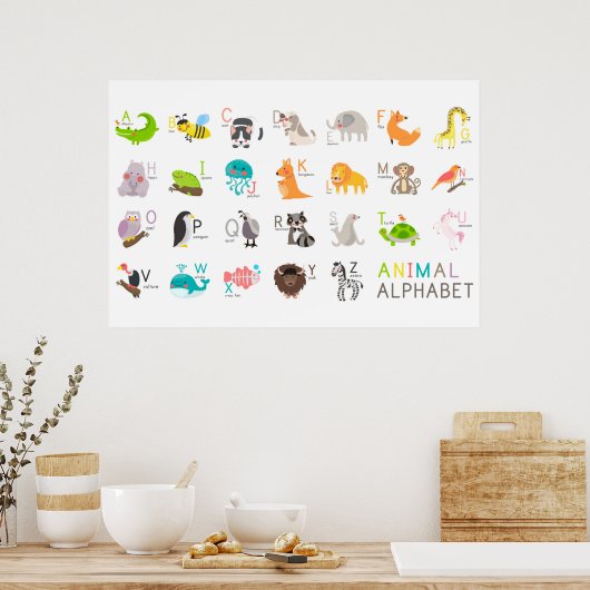 Süße Tier Alphabet Poster (Küche)