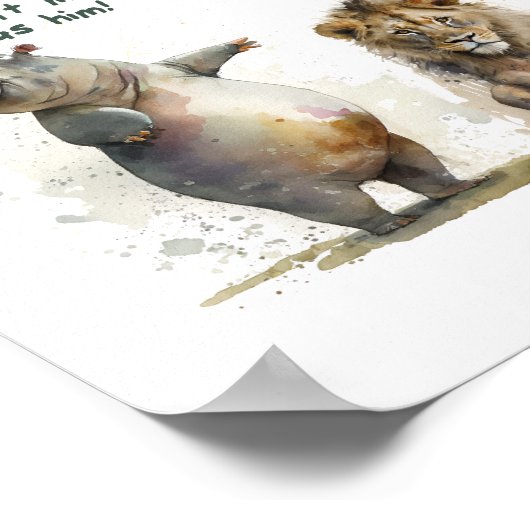 Süße Tier Art - "Das Hippo hat es nicht getan" Poster (Ecke)