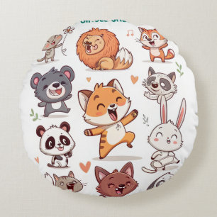 Süße Tier-Aufkleber-Tabelle Adorable CSticker Rundes Kissen