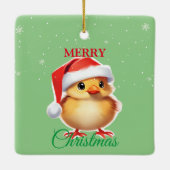 Süße Tier Baby Küken Weihnachtskostüm Keramikornament (Rückseite)