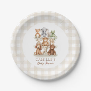 Süße Tier-Baby-Party Gingham  Pappteller
