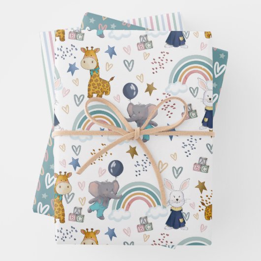 Süße Tier Babys Geschenkpapier Set (Beispiel)