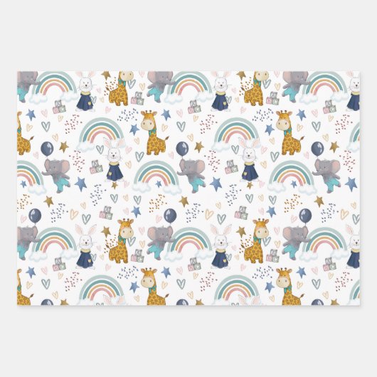 Süße Tier Babys Geschenkpapier Set (Vorderseite)