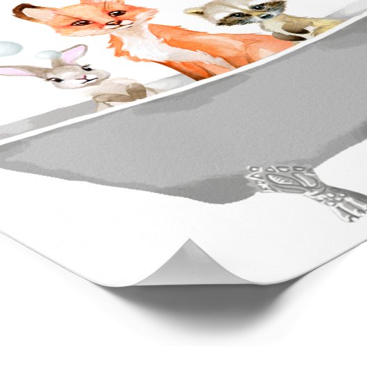 Süße Tier Babys in der Badewanne im Bad Poster (Ecke)