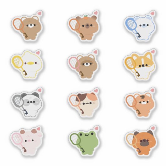 Süße Tier Badminton Aufkleber (Vorderseite)