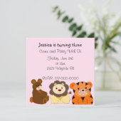 Süße Tier Birthday Einladung (Stehend Vorderseite)