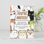 Süße Tier Birthday Einladung (Stehend Vorderseite)