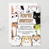 Süße Tier Birthday Einladung (Vorne/Hinten)