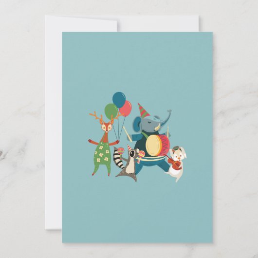 Süße Tier Birthday Party Music Band für Kinder Save The Date (Rückseite)