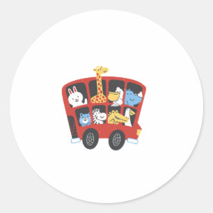 Süße Tier Bus Adventure für Kinder Runder Aufkleber