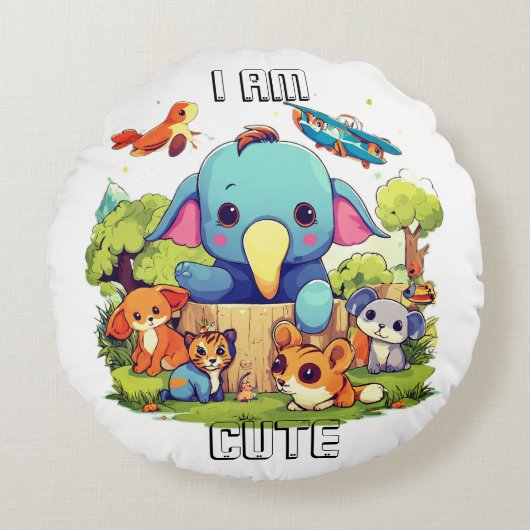 Süße Tier Cartoon Abbildung i niedlich Rundes Kissen (Vorderseite)