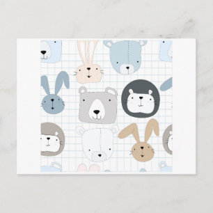 süße Tier Cartoon Teddybär, Löwe und Kaninchen Postkarte