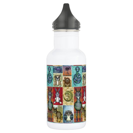 Süße Tier Collage Folk Art Design Edelstahlflasche (Links)