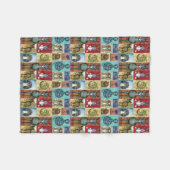 Süße Tier Collage Folk Art Design Fleecedecke (Vorderseite (Horizontal))