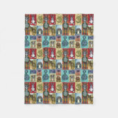 Süße Tier Collage Folk Art Design Fleecedecke (Vorderseite)