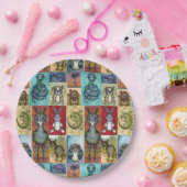 Süße Tier Collage Folk Art Design Pappteller (Party)