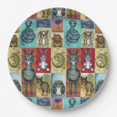 Süße Tier Collage Folk Art Design Pappteller (Vorderseite)
